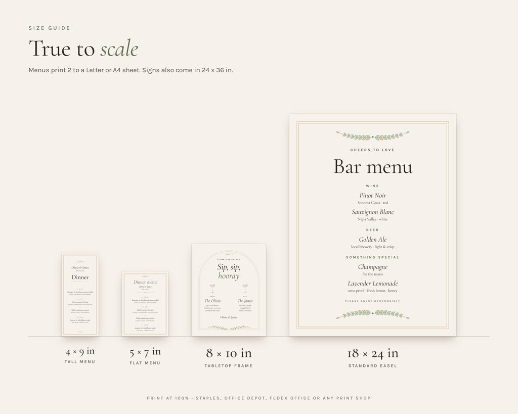Inside the Wedding Menu Cards printable: sample pages, view 7 of 7