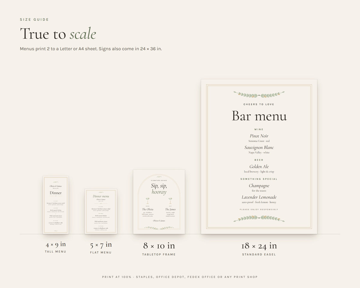 Inside the Wedding Menu Cards printable: sample pages, view 7 of 7
