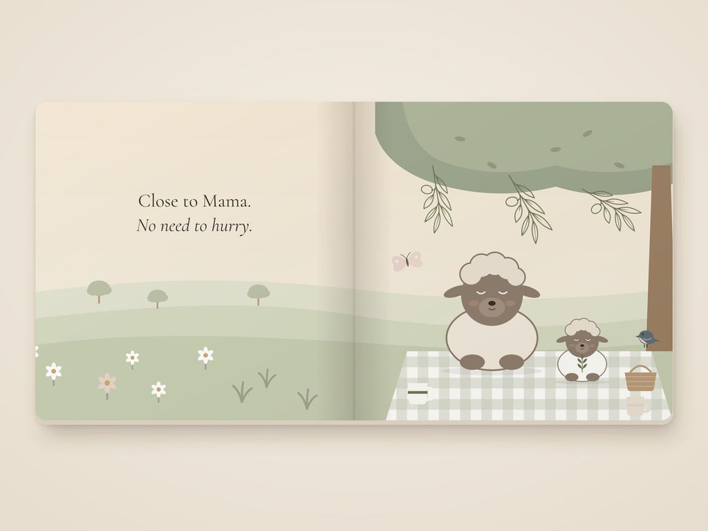 Little Lamb, Slow Morning board book by Rachelle Merchant, Rooted & Refined