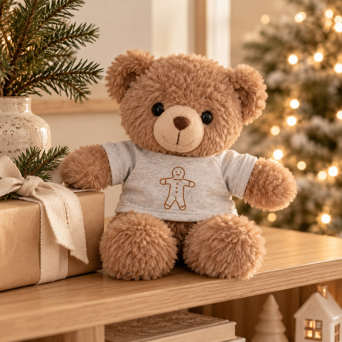 Little Bear, Christmas Edition: Plush with Gingerbread Tee by Rooted & Refined
