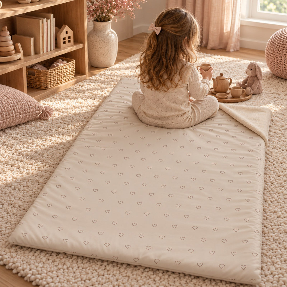 Tiny Hearts Minky Toddler Sleeping Bag by Rooted & Refined