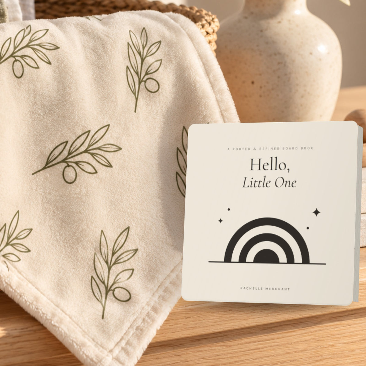 Hello, Little One board book by Rachelle Merchant, Rooted & Refined
