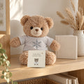 Little Bear Book & Plush Gift Set by Rooted & Refined: the Little Bear, Goodnight Home board book with the Little Bear plush on a nursery shelf
