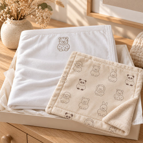 Little Jaguar Nursery Pair Gift Set by Rooted & Refined: embroidered cotton baby blanket with the Little Friends minky lovey in a calm nursery
