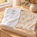 Little Panda Nursery Pair Gift Set by Rooted & Refined: embroidered cotton baby blanket with the Little Friends minky lovey in a calm nursery