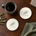 Olive Branch ceramic coasters in Ivory, set of 4