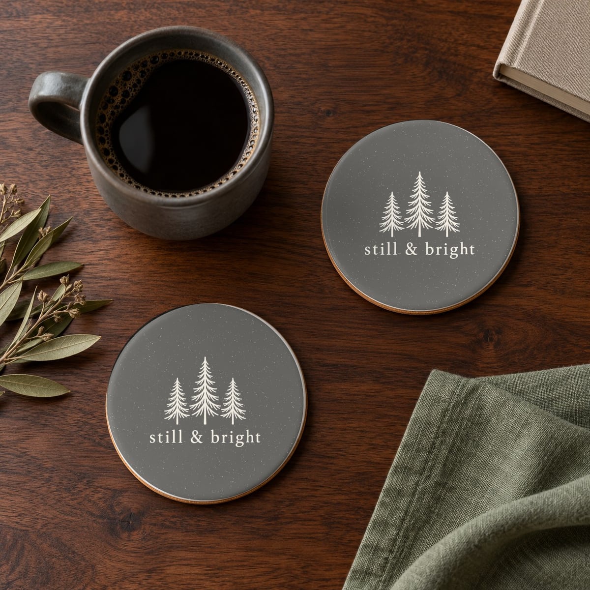 Still & Bright ceramic coasters in Grey, set of 4