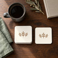 Autumn Sprig square coasters in Ivory, set of 4