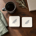 Evergreen Pine square coasters in Ivory, set of 4
