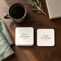 Slow Mornings square coasters in Ivory, set of 4