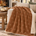 Pumpkin Pattern Sherpa Fleece Blanket in Toffee, styled at home