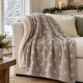 Snowflake Sherpa Fleece Blanket in Warm Grey, styled at home