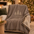 Still & Bright Woven Throw Blanket in Warm Grey, styled at home