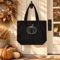 Pumpkin Shoulder Tote in Black, styled at home