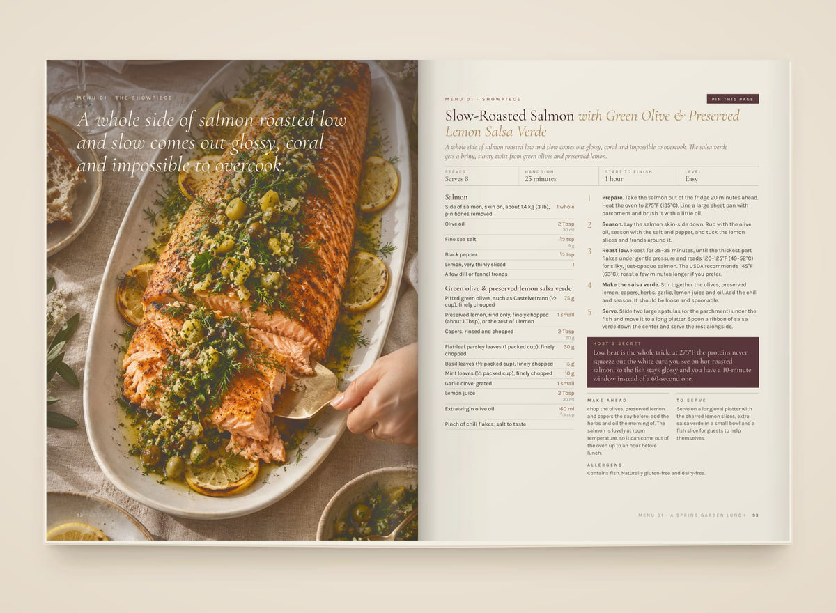 Gather, look inside: Slow-roasted salmon, from the spring garden lunch