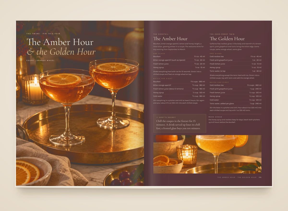 Gather, look inside: The bar · The Amber Hour & the Golden Hour