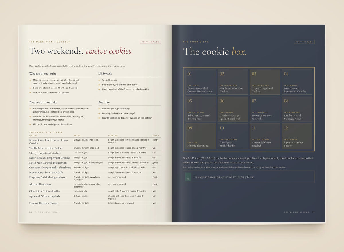 The Holiday Table, look inside: The cookie season · the bake plan and the cookie box