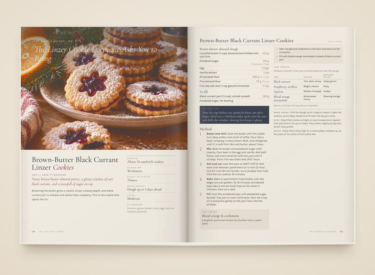 The Holiday Table, look inside: Brown-butter black currant Linzer cookies